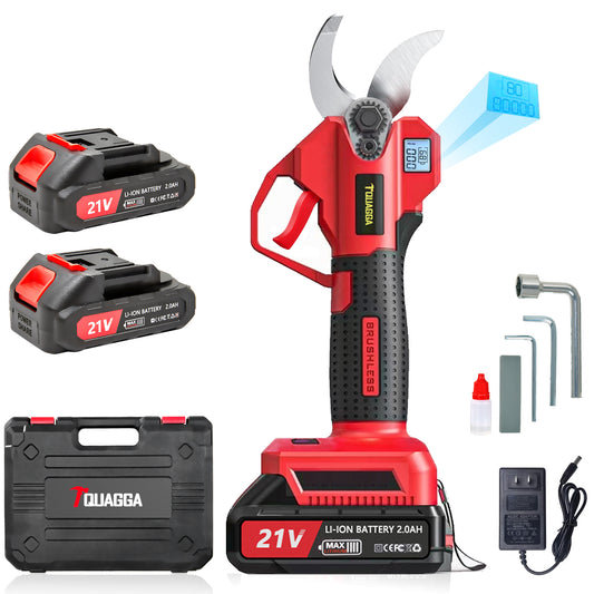 21V Cordless Electric Pruning Shears 28mm Max Cut, 2 Batteries, 6 8H Runtime, Tree Shrub Trimmer